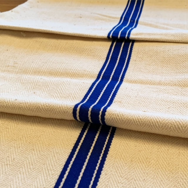 Vintage Grain Sack Table Runner- Blue Stripe