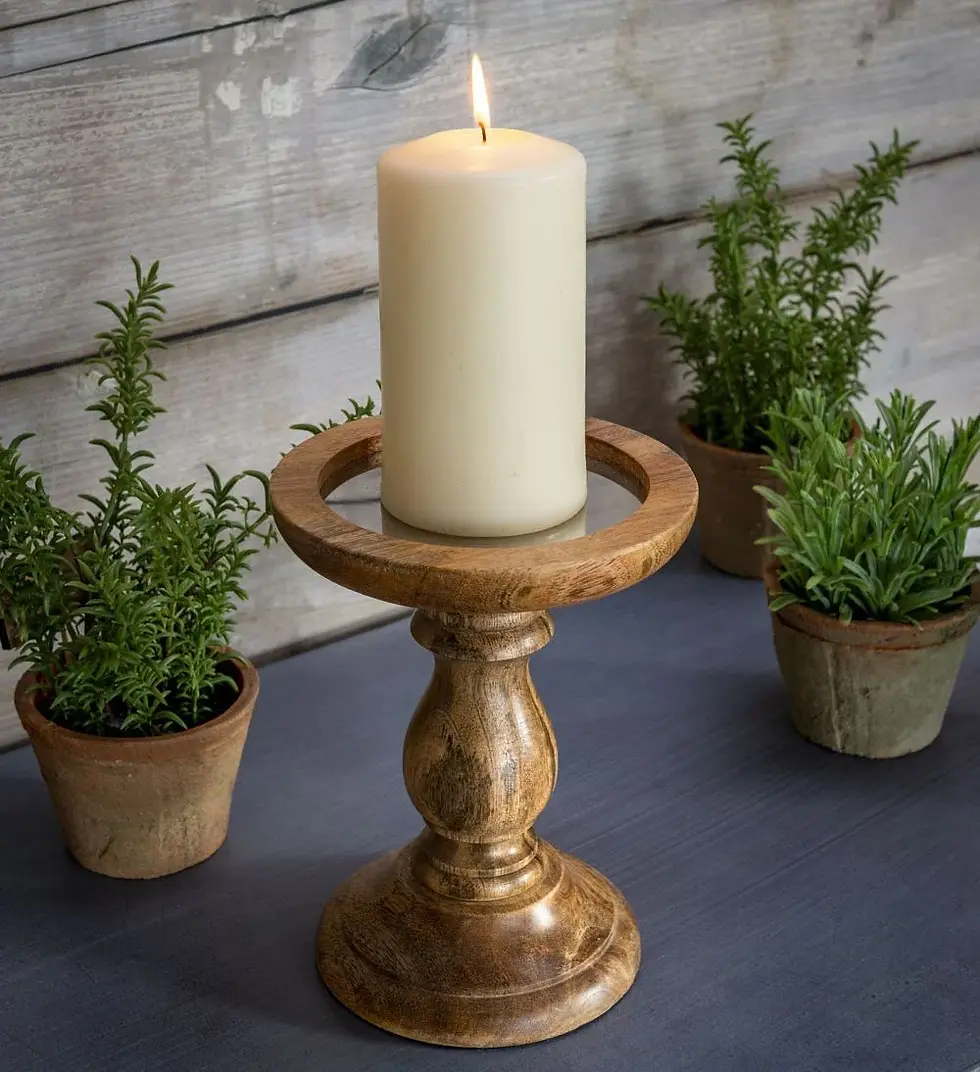 Thumbnail: Carved Wooden Candle Holder