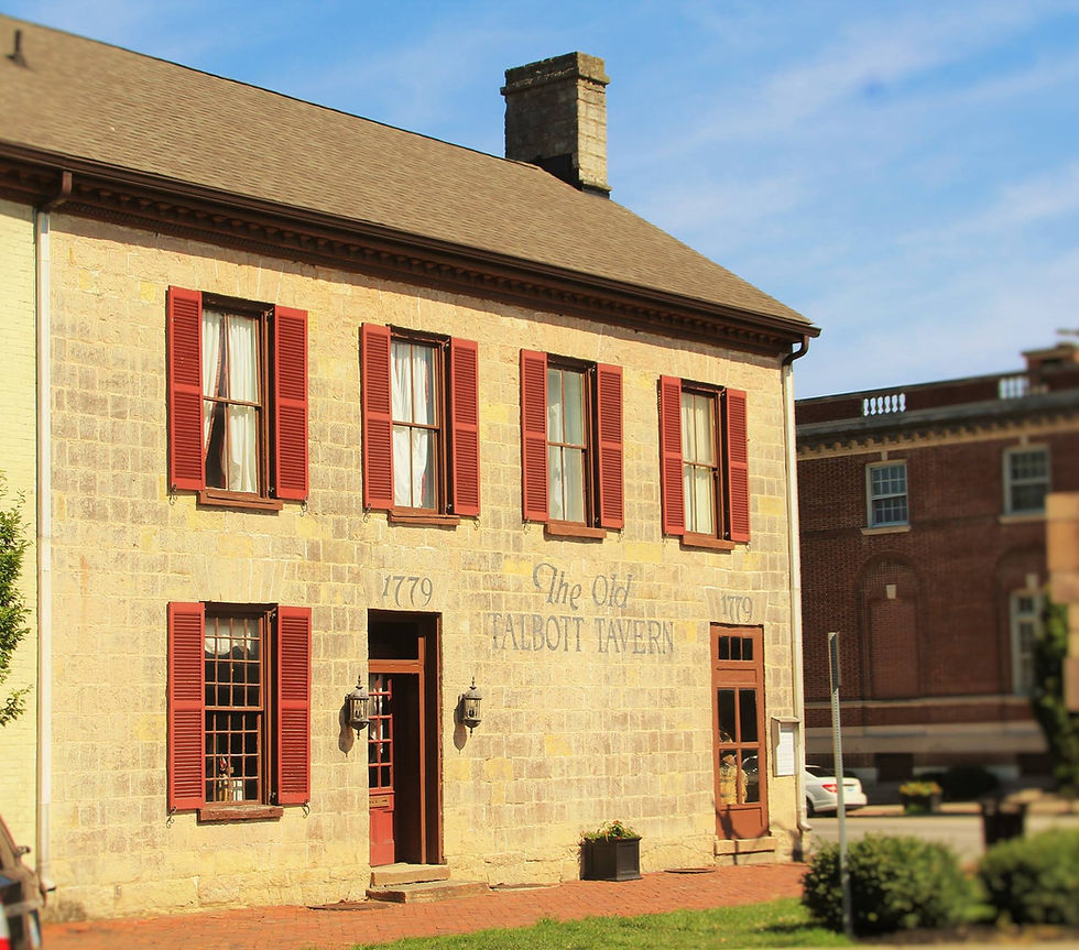 Eye-level view of historic Old Talbott Tavern building