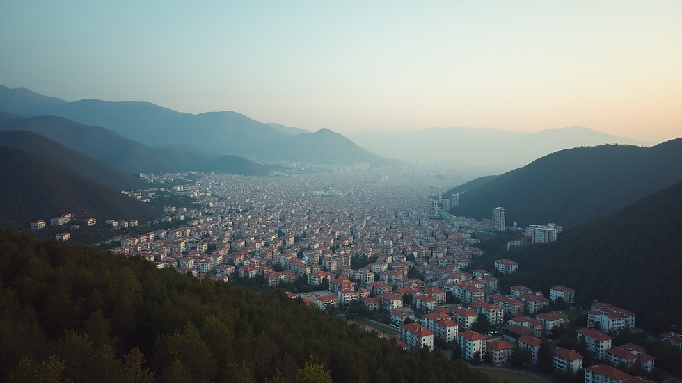 Yüksek açıdan Adana Kurttepe bölgesinin panoramik drone görüntüsü