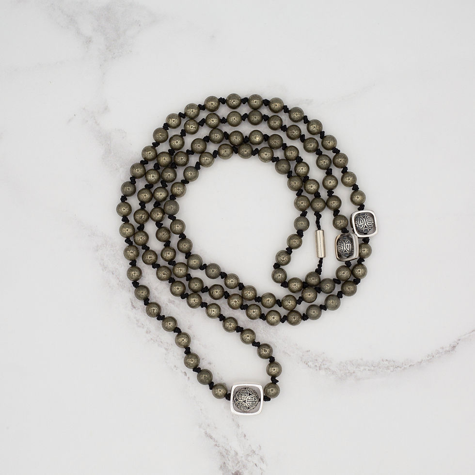 Pyrite beaded necklace with silver accents
