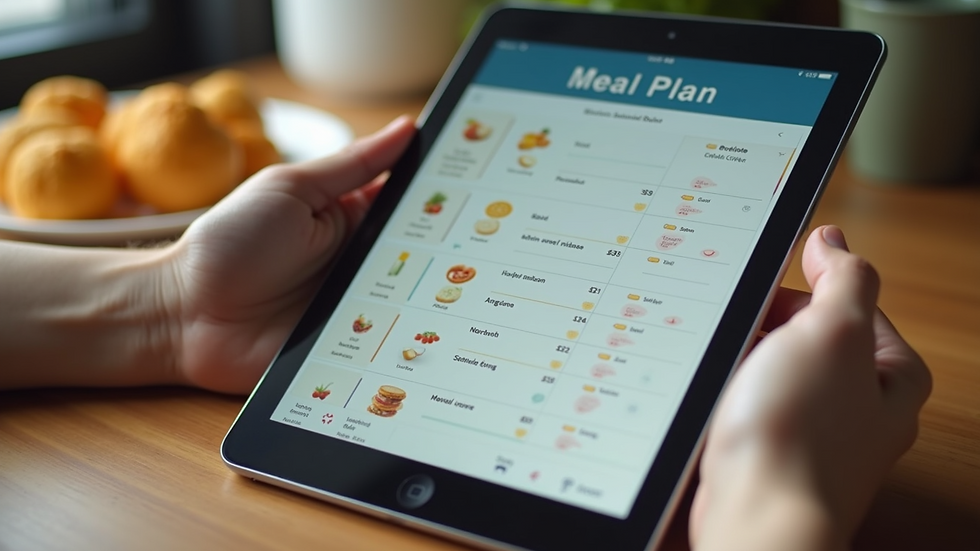 Close-up view of a digital meal plan on a tablet