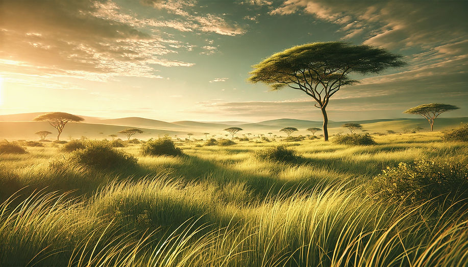 DALL·E 2024-11-11 22.36.23 - A serene African savannah landscape with abundant green grass