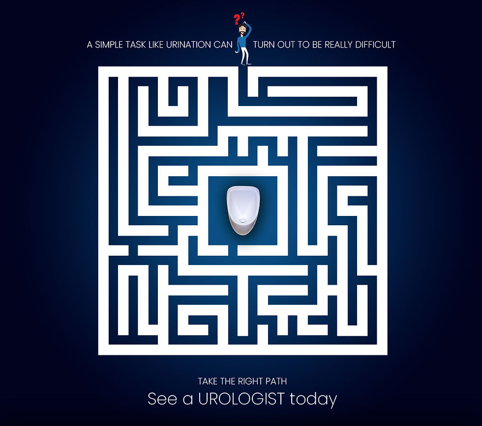 A creative depiction of how a simple task like urination can turn out to be really difficult.