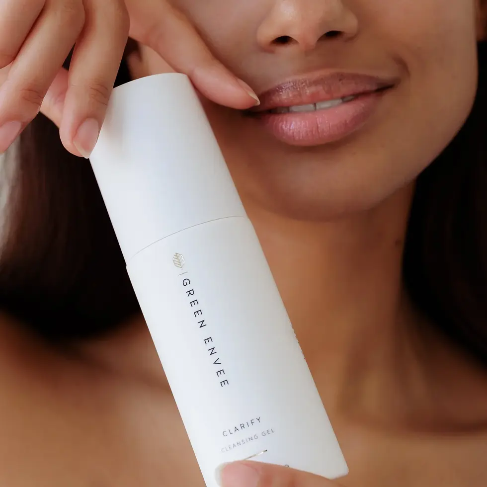 close-up of Clarify Cleansing Gel texture on fingertip