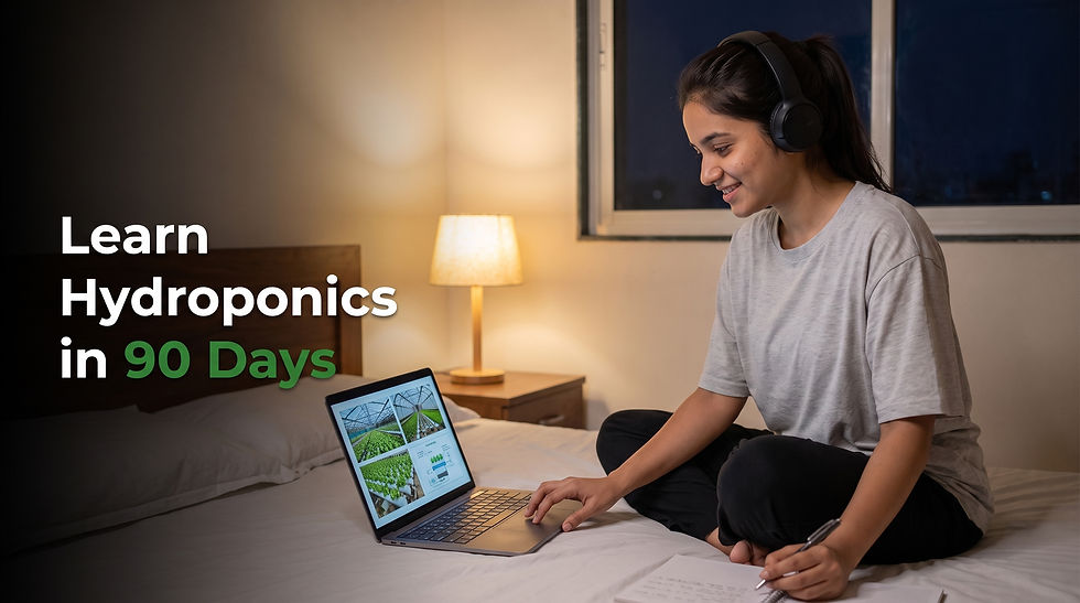 Learn Hydroponics in 90 Days with Maximum Cultivator Modern Hydroponics Course covering pH, EC, nutrient management, germination, microgreens, and certification.
