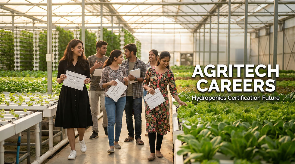 “Students exploring agritech careers inside a commercial hydroponic greenhouse”