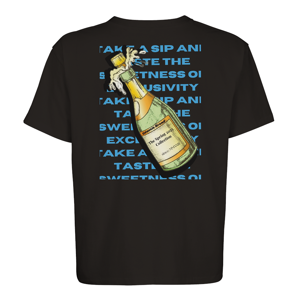 Camiseta manga corta con botella de champán