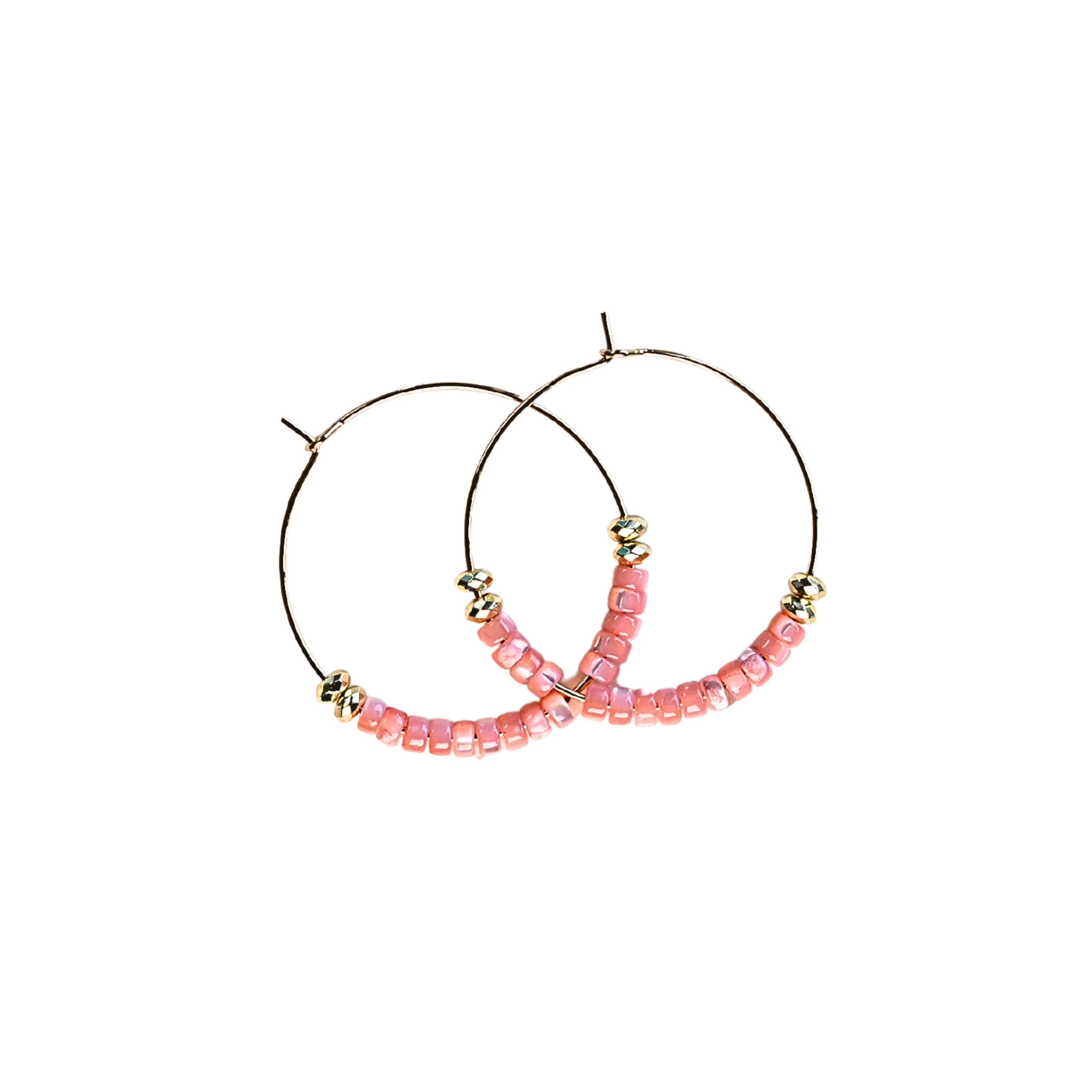 Cherry Blossom Shell Heishi Gold-Filled Hoops