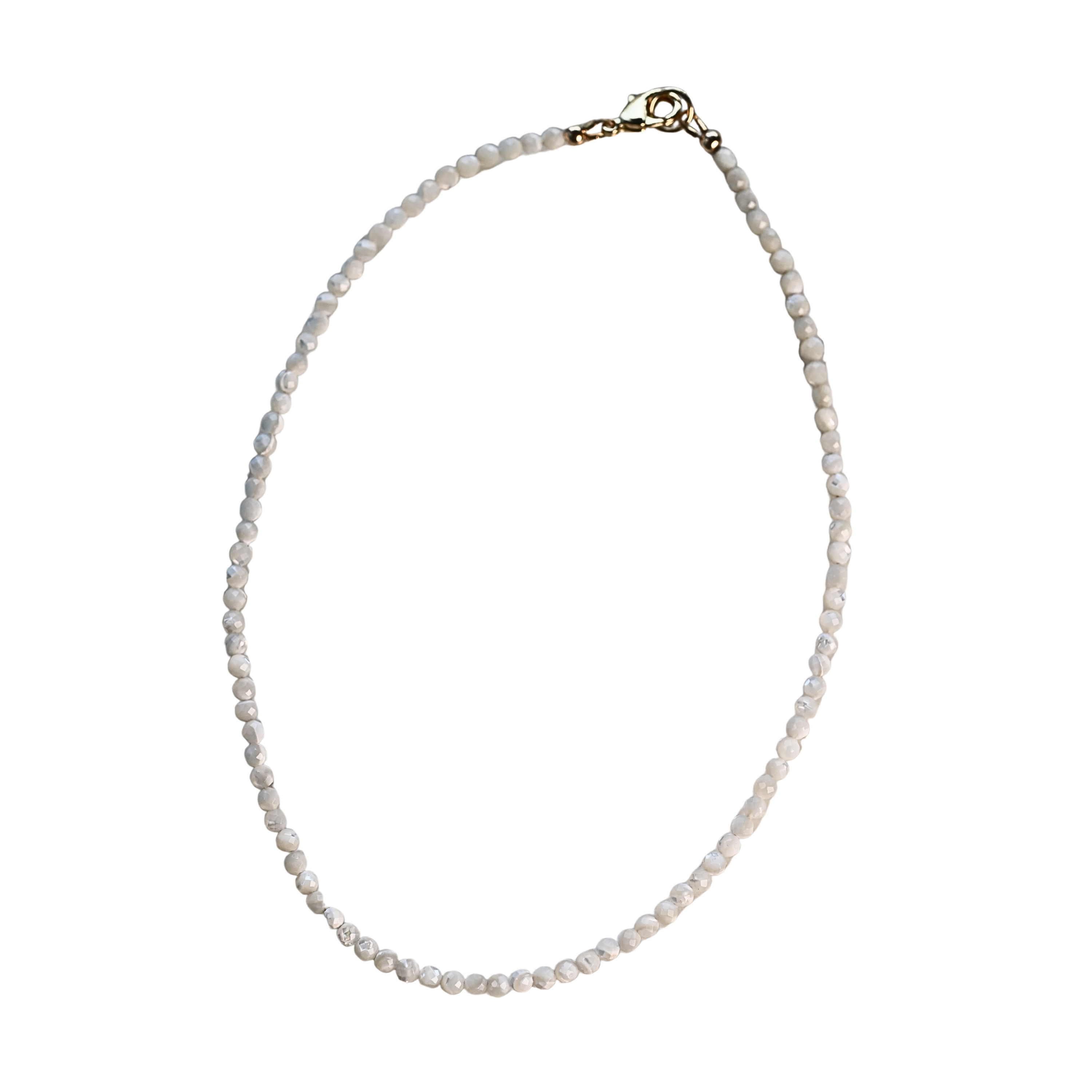 Hand-Beaded Diamond Cut Mother of Pearl Necklace