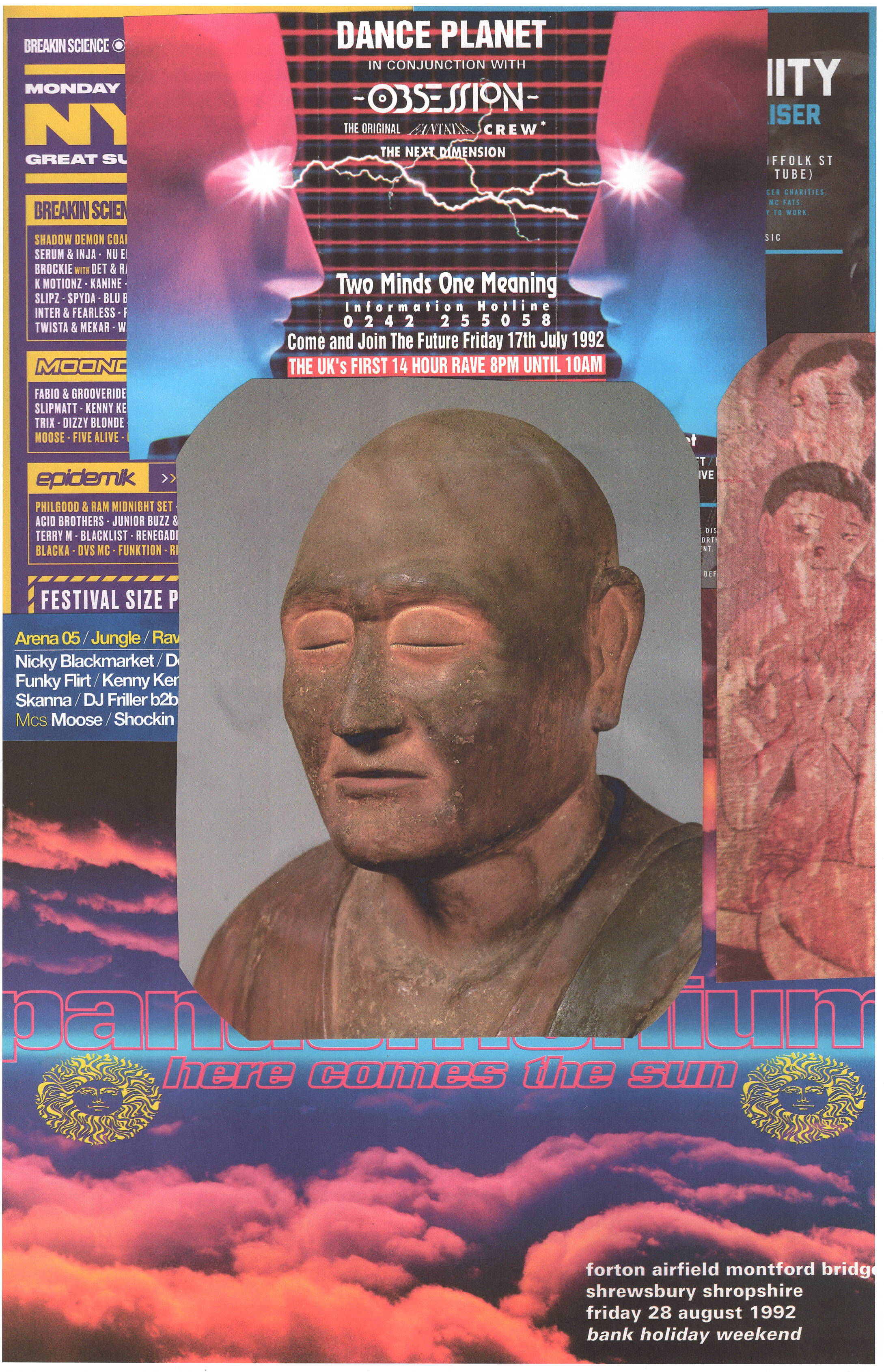 Buddha Rave #11 ... Original rave collage artwork, paper reprint ...