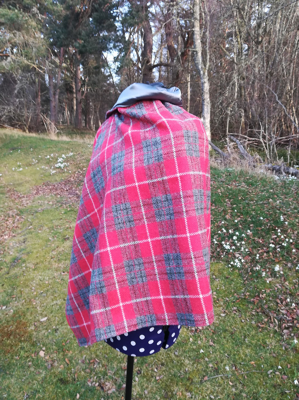 Thumbnail: Red  and grey poncho