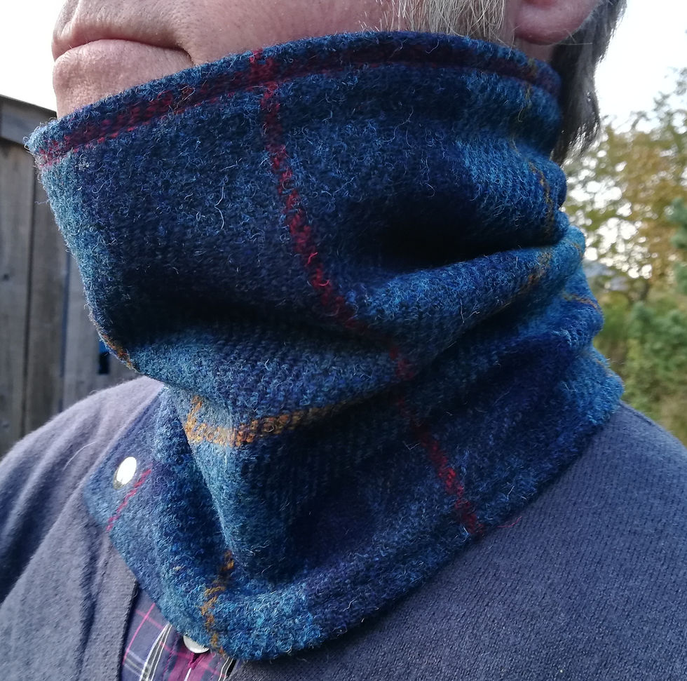 Thumbnail: Navy blue check neck cowl
