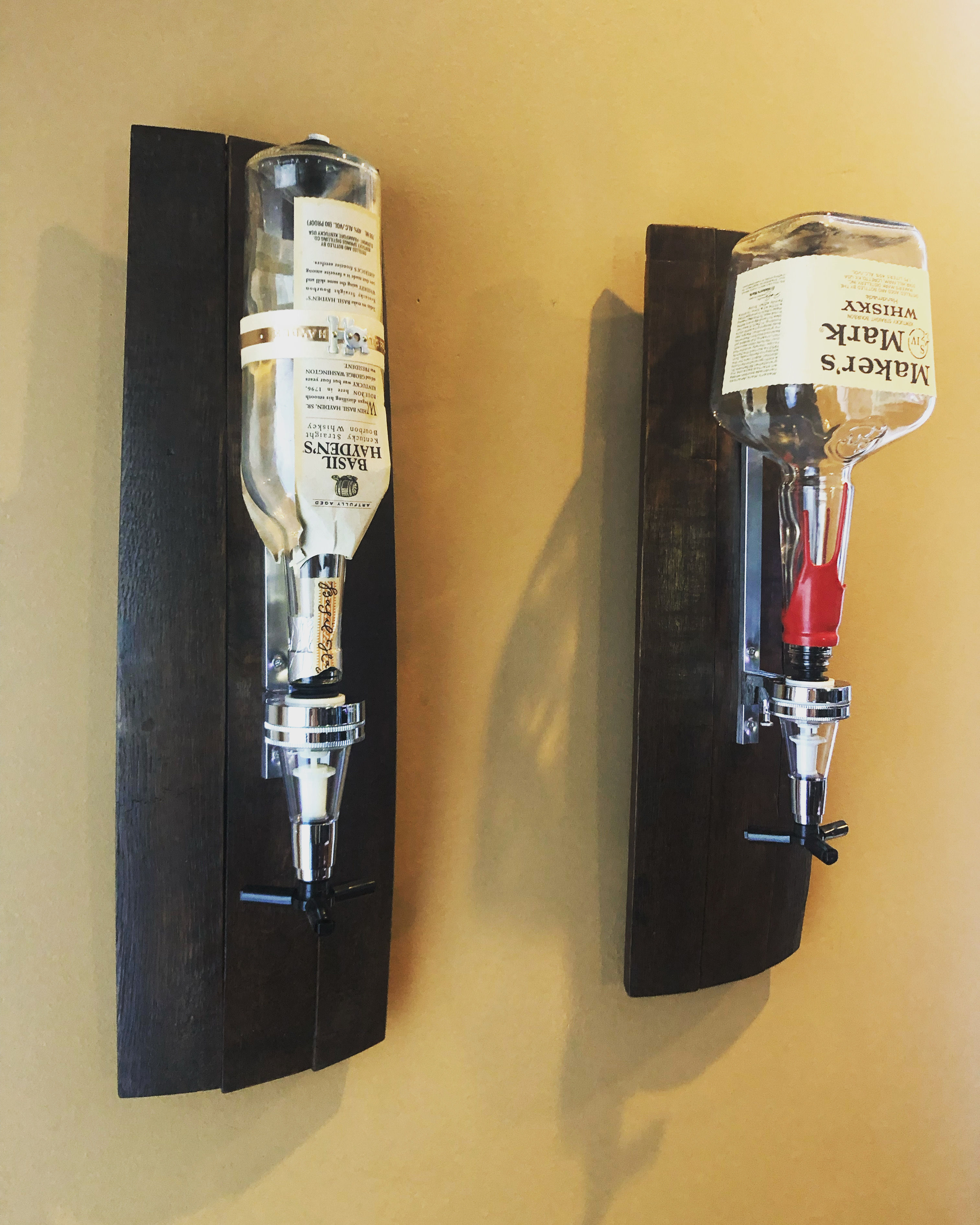 Bourbon barrel liquor dispenser sconce