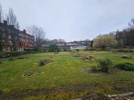 Underneath this section of the Kinglsey Rose Gardens is the remains of the original 1st Hampden Park Pavilion and has been designated with National Monument Status