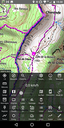 Le menu de l'application Iphigénie