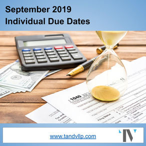 September 2019 Individual Due Dates