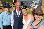 Professional acoustic duo entertaining wedding guests throughout the day.