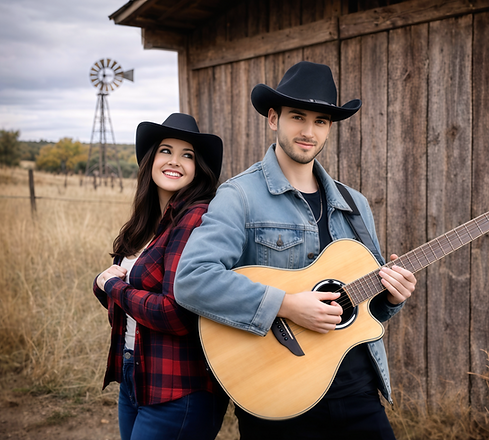 Acoustic country duo performing live with guitar for weddings and events