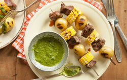 Meat & Potato Kebabs with Homemade Sauce