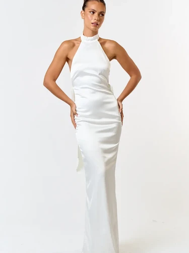 Halter Neck Maxi Dress with Deep Plunge Back