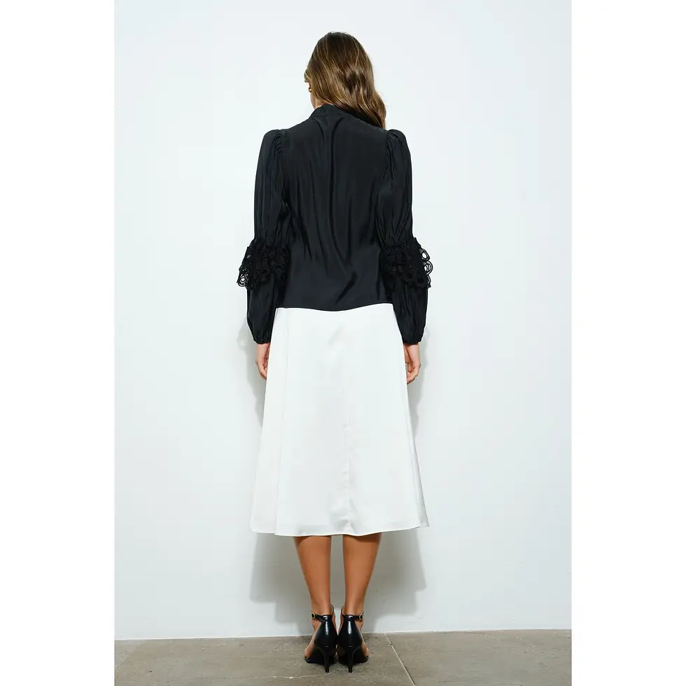Thumbnail: High Neck Long Sleeve Lace Blouse
