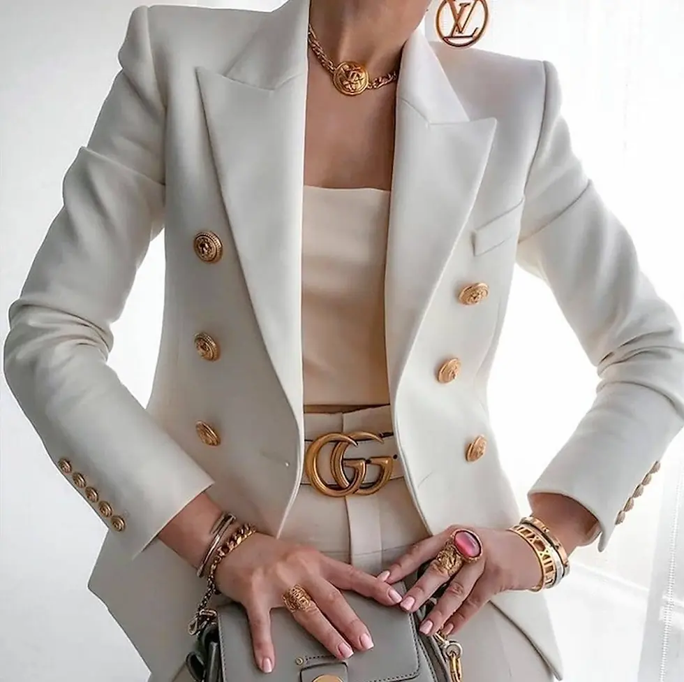 Tanya White Double Breasted Blazer
