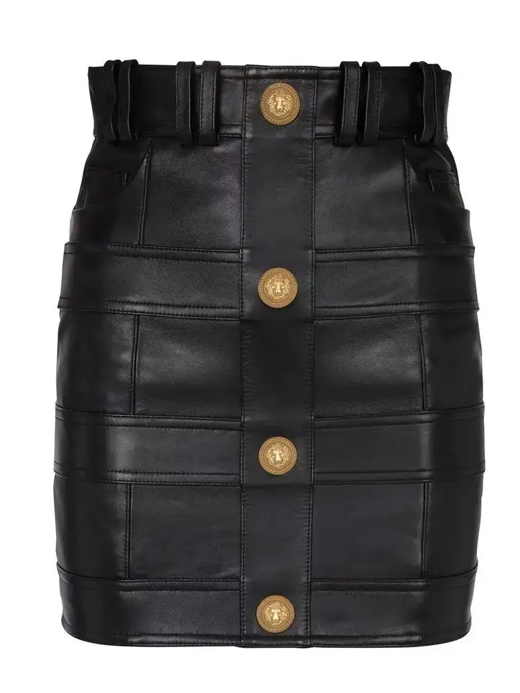 Giselle Black High Waisted Faux Leather Mini Skirt