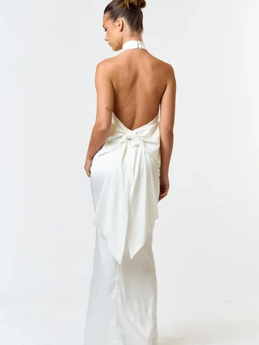 strapless open back dress Plunge Backless Halter Maxi Dress – Deep V Halter Neck Maxi main image 0