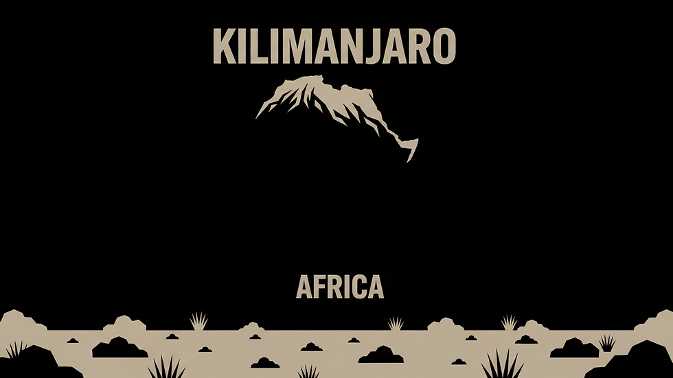 Eye-level view of alpine moorland with Kilimanjaro peak in the background