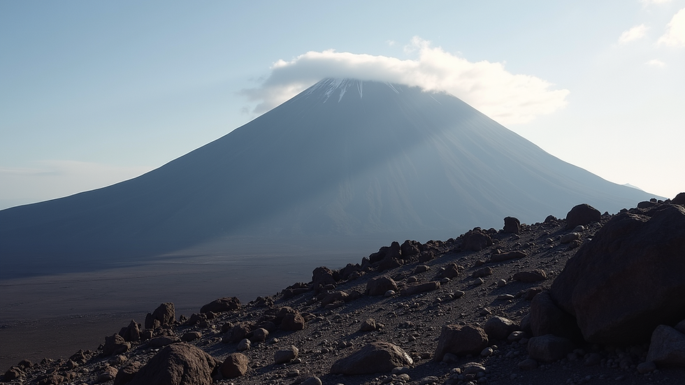High angle view of Kilimanjaro Lava Tower with rocky terrain