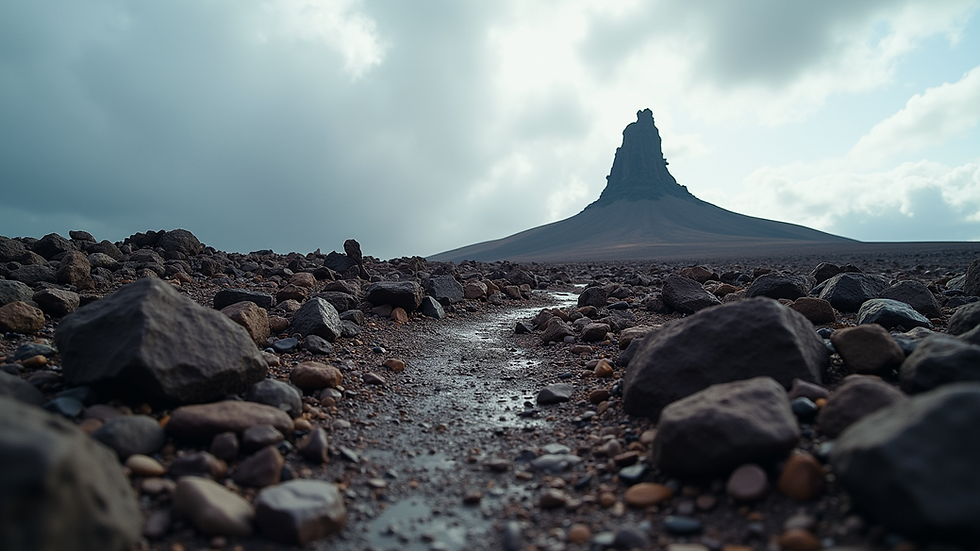 Eye-level view of rocky path leading to Kilimanjaro Lava Tower