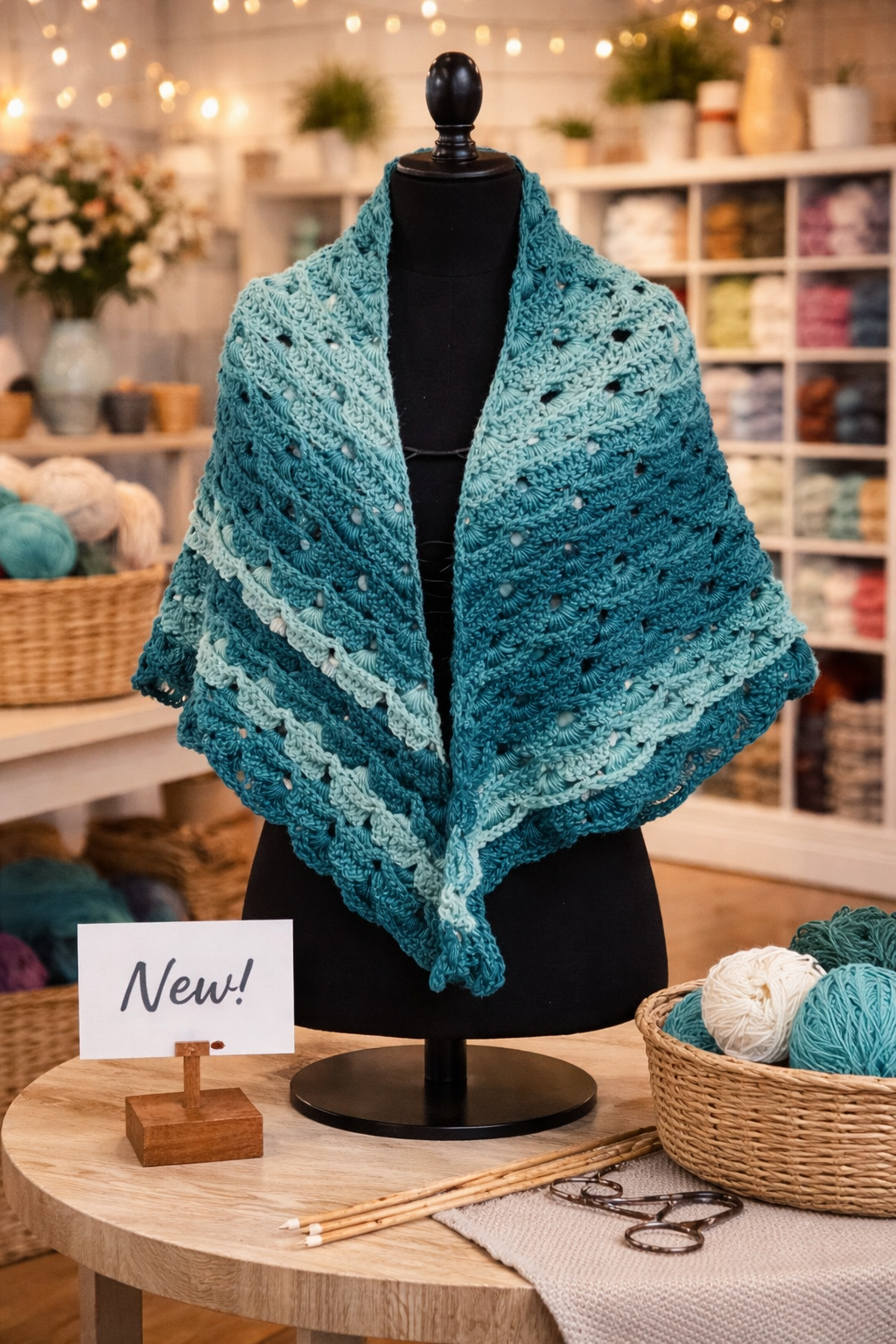 Châle Crochet “Océan Doux” – Fait main