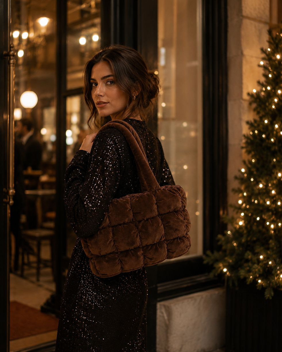 Miniature : Sac Nuage Velours – Espresso Luxe