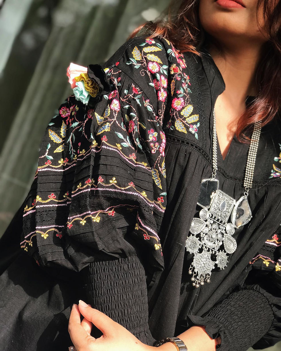 Thumbnail: Khecari embroidered boho blouse