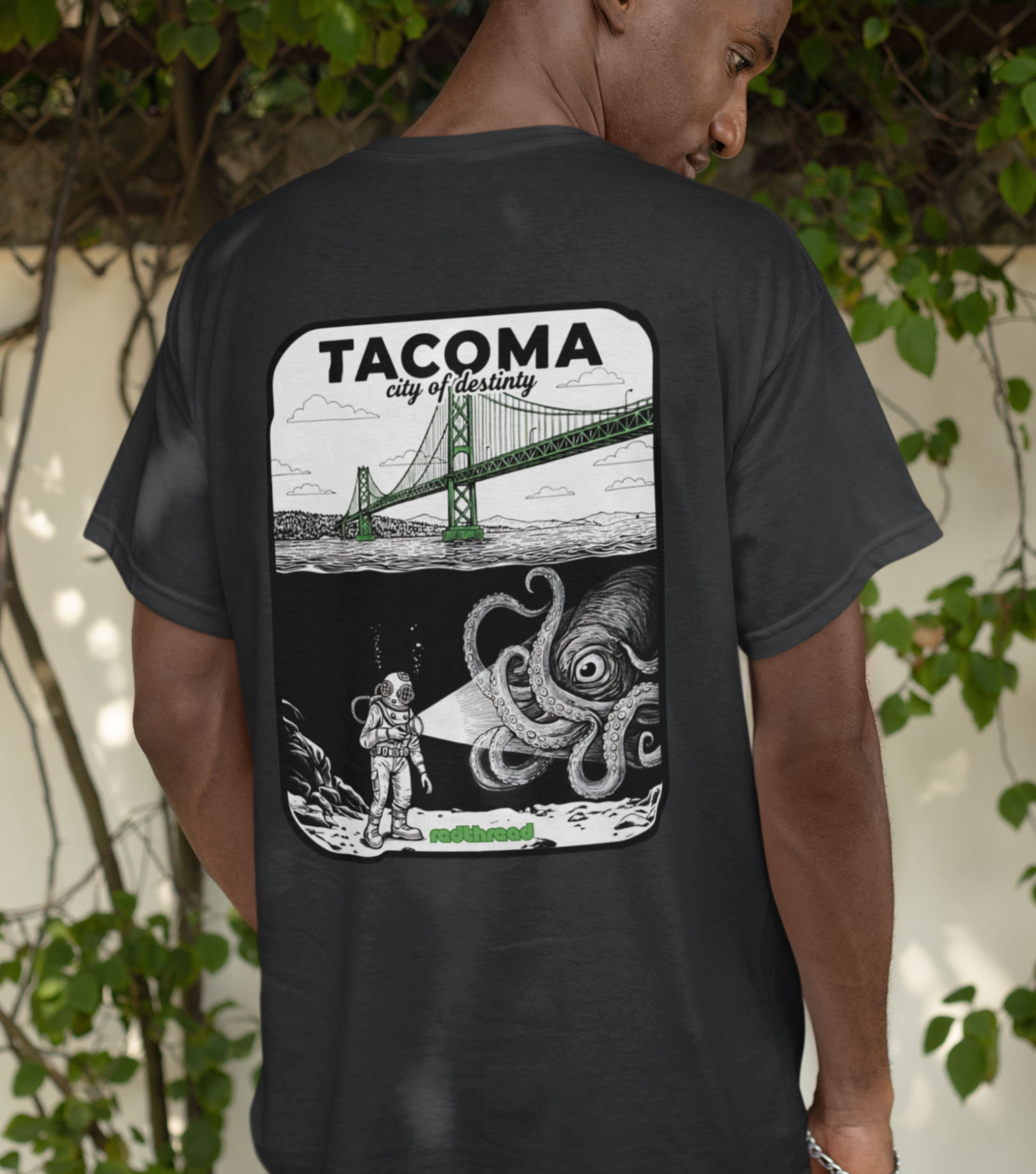 OG Narrows Bridge Tacoma T-Shirt | Diver & Krakken | Tacoma Icon Series