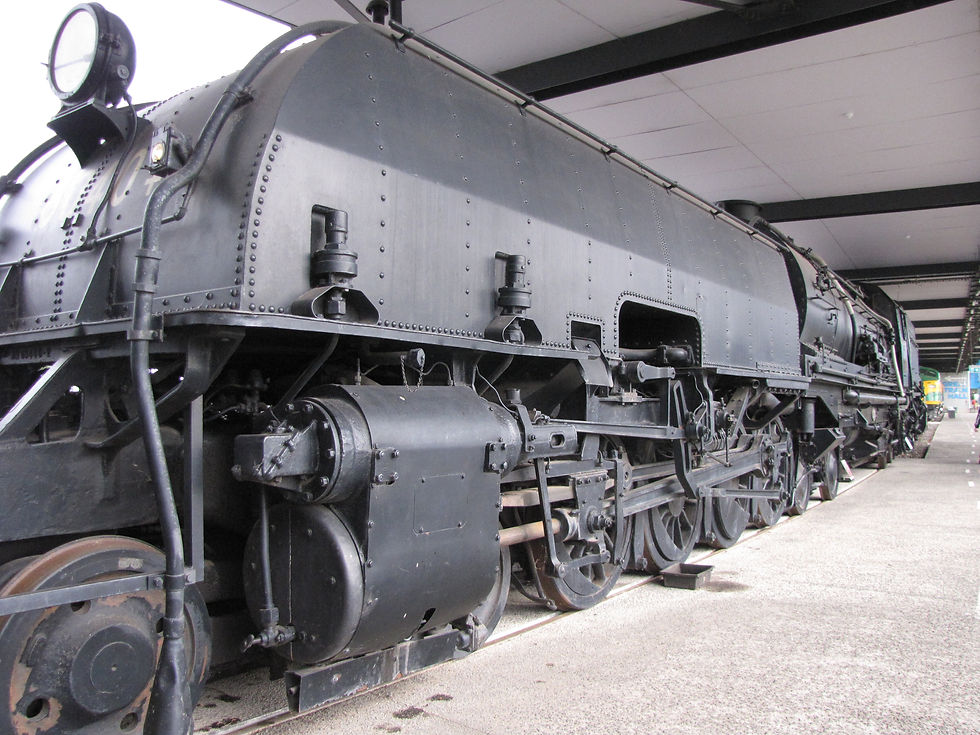 A huge garratt locomotive in the museum - twice the height of a man!