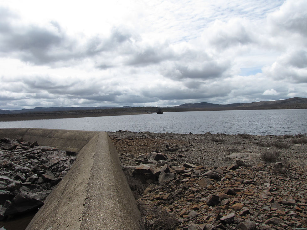 Looking across the lake at the dam wall from the other end.