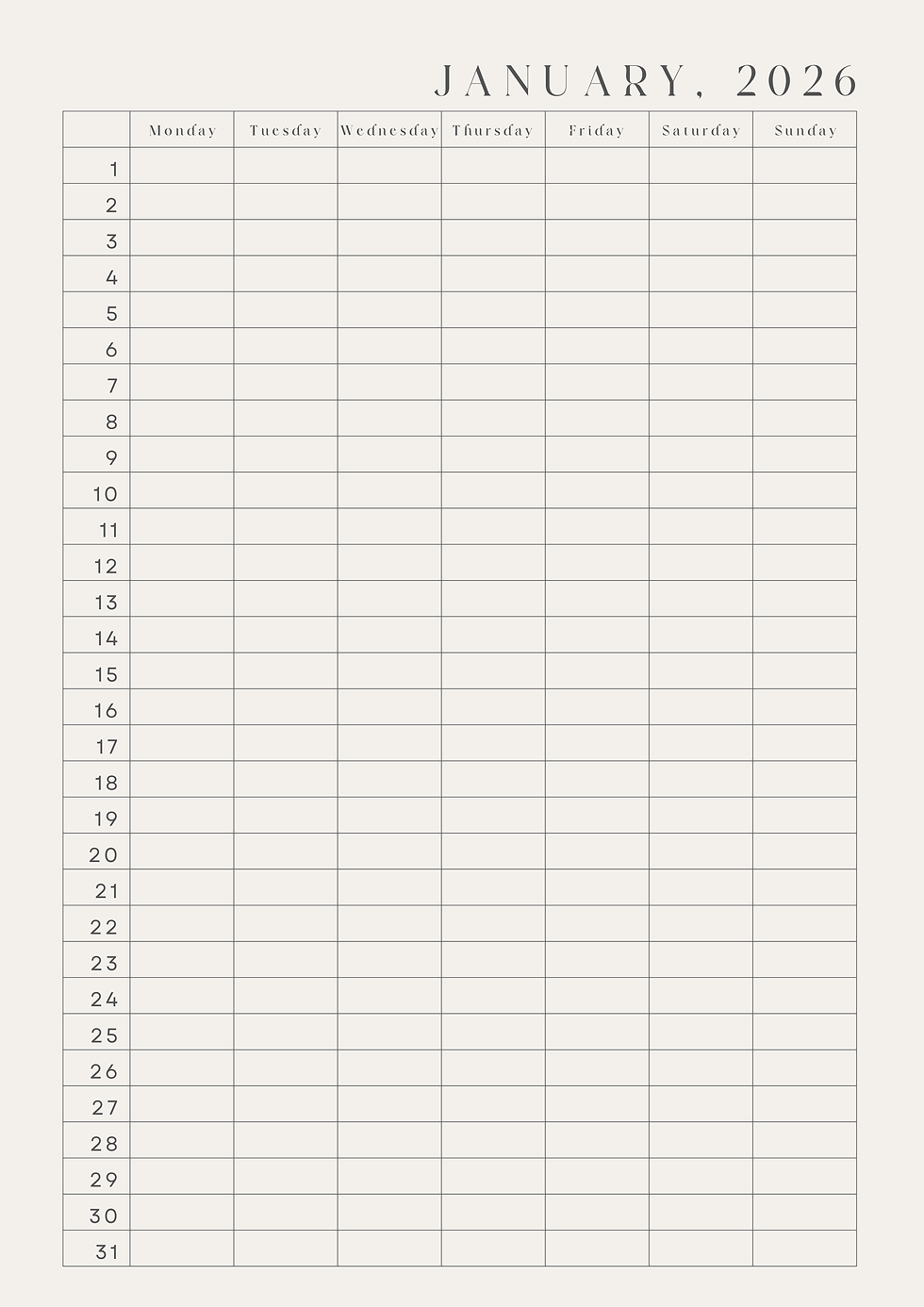 Thumbnail: Minimalist 2026 Annual Planner
