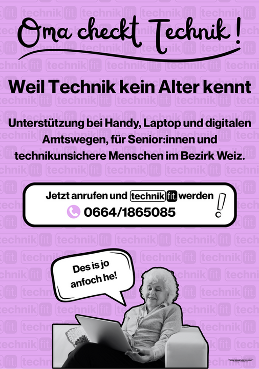 Plakatwerbung - Oma checkt Technik