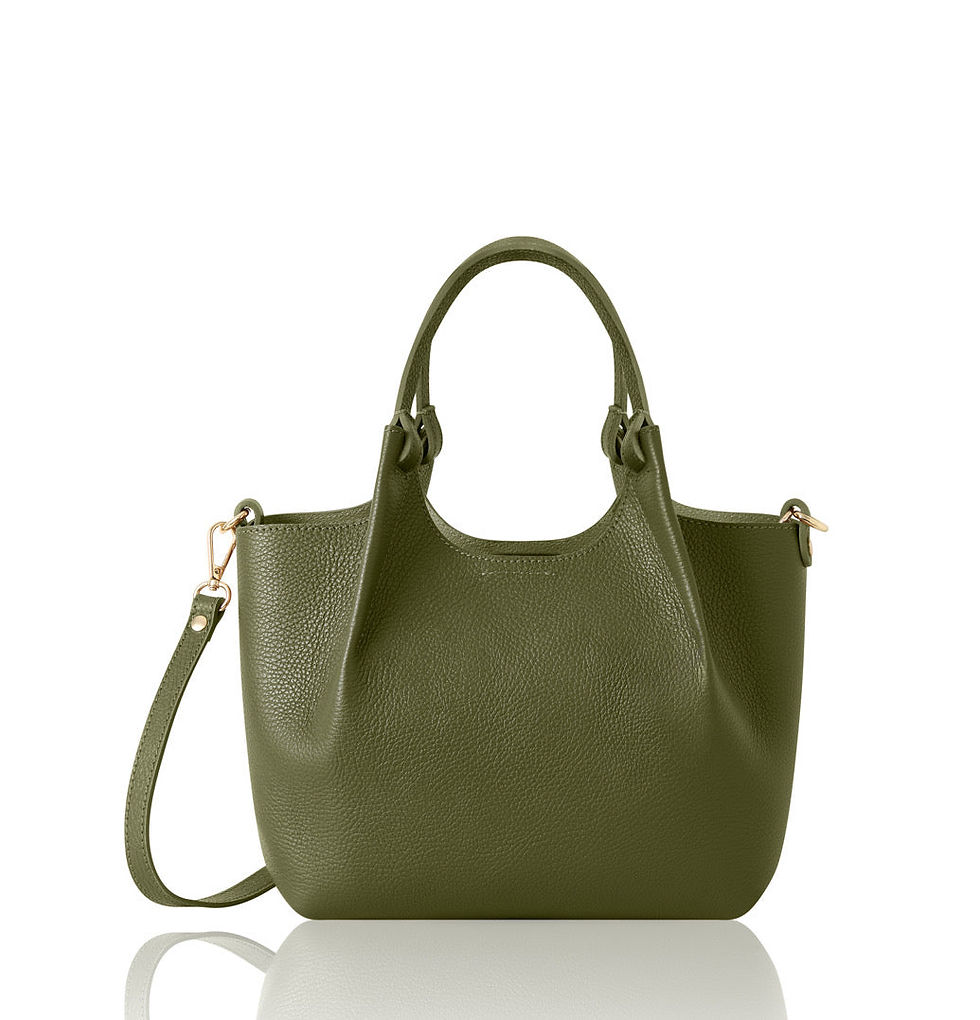 Thumbnail: Italian Leather Elegant Top-Handle Bag with Detachable Strap