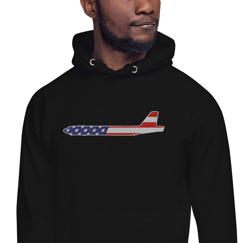 Thumbnail: US Flag Silhouette USAF B-52H Stratofortress Premium Embroidered Unisex Hoodie