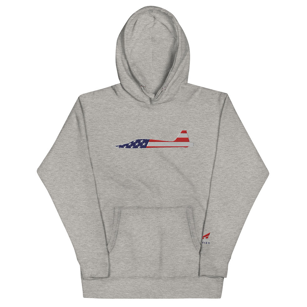 Thumbnail: US Flag Silhouette USAF T-38 Talon Premium Embroidered Unisex Hoodie