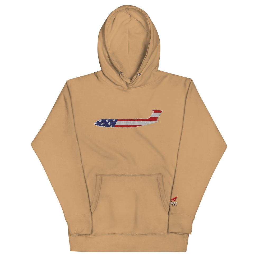 Thumbnail: US Flag Silhouette USAF FRED Transport Premium Embroidered Unisex Hoodie