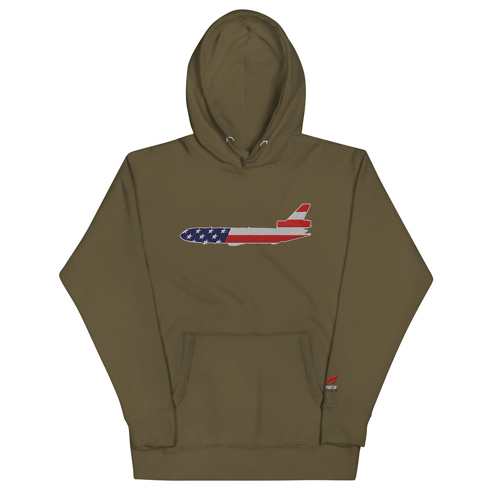 Thumbnail: US Flag Silhouette Legacy KC-10 Extender Premium Embroidered Unisex Hoodie