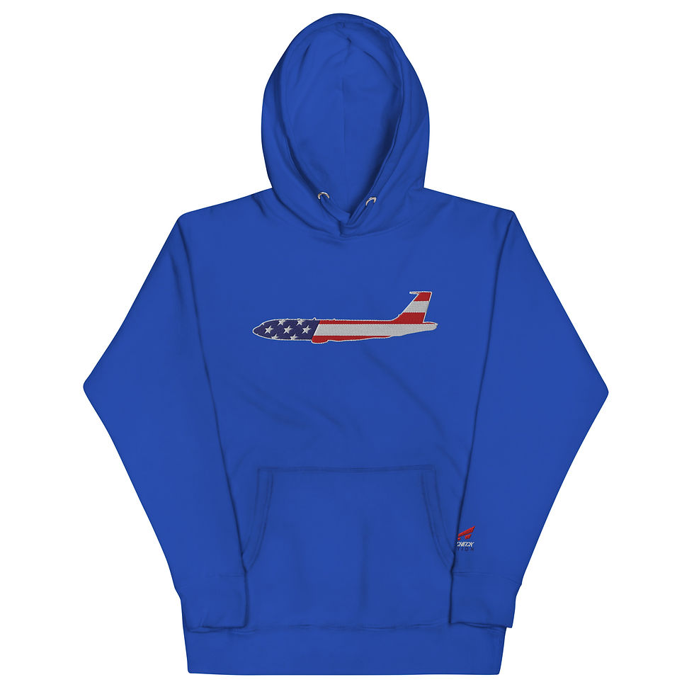 Thumbnail: US Flag Silhouette USAF KC-135R Stratotanker Premium Embroidered Unisex Hoodie