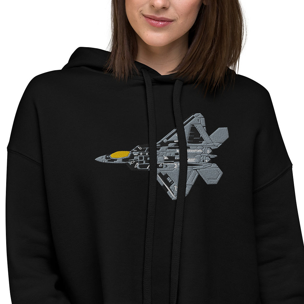 Thumbnail: Huge Embroidered 5th Gen Zombie Raptor Inspired Women's Crop Hoodie