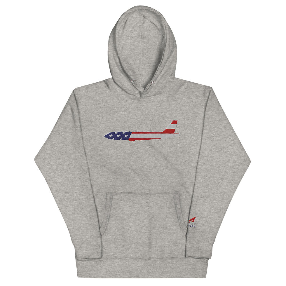 Thumbnail: US Flag Silhouette USAF KC-135R Stratotanker Premium Embroidered Unisex Hoodie