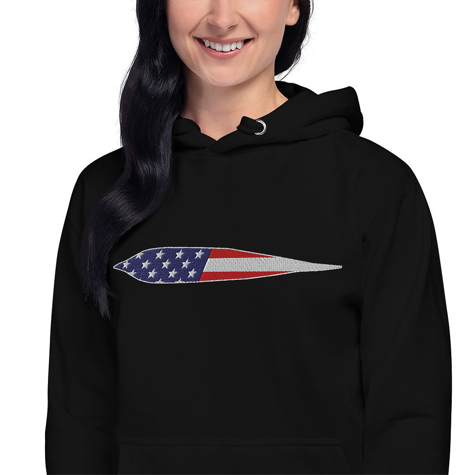 Thumbnail: US Flag Silhouette USAF B-2A Spirit Premium Embroidered Unisex Hoodie