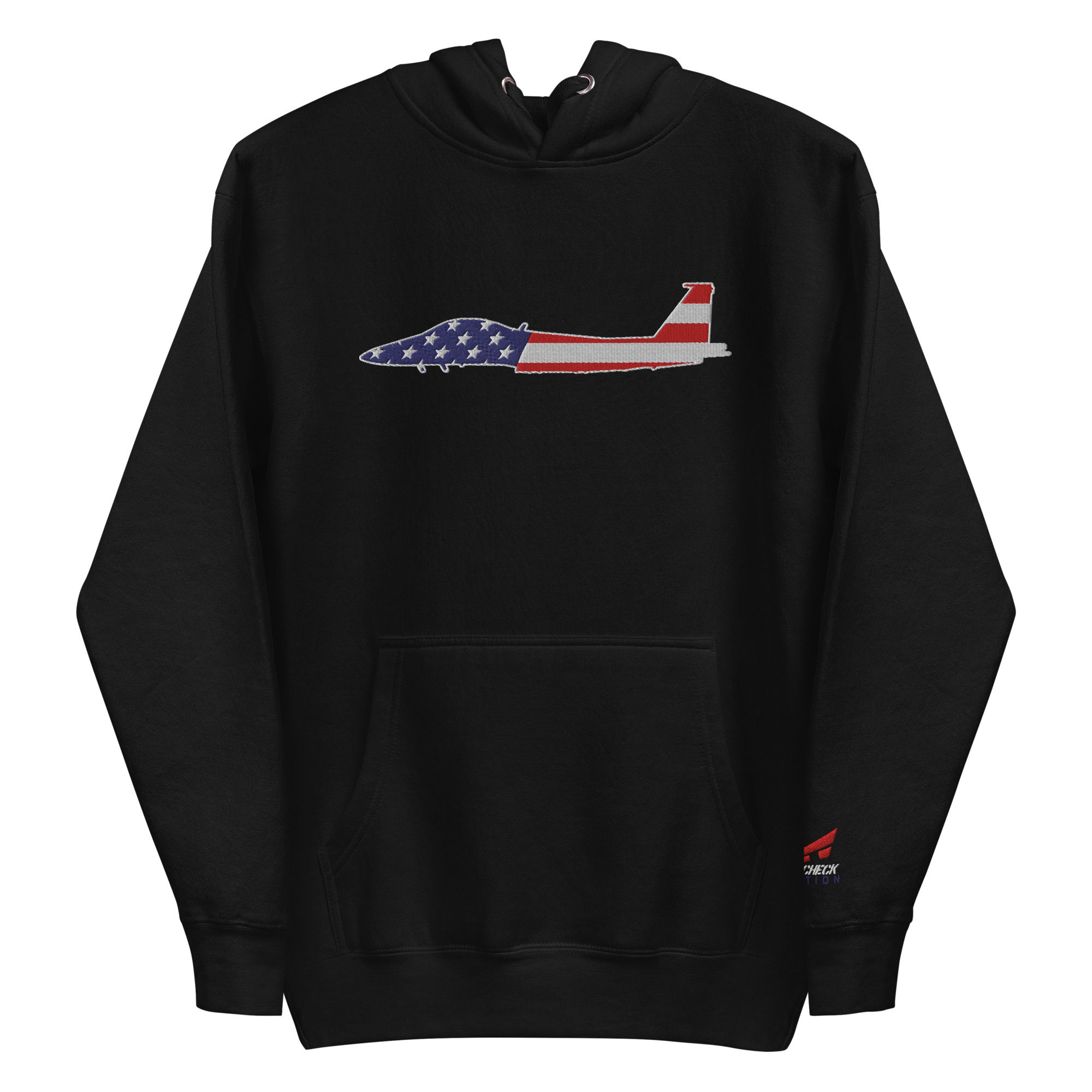 US Flag Silhouette USAF F-15EX Eagle II Premium Embroidered Unisex Hoodie